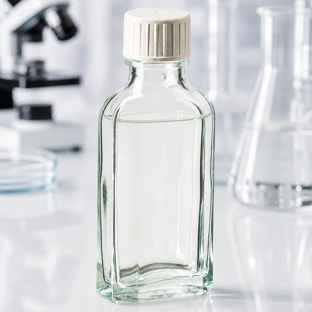 Rechthoekige apothekersfles van 50 ml, van helder glas, met schroefdop