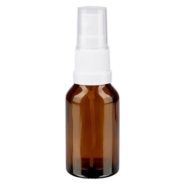 Bruin glazen flessen 30ml met wit pompverstuiver Bruin glazen flessen 30ml met wit pompverstuiver