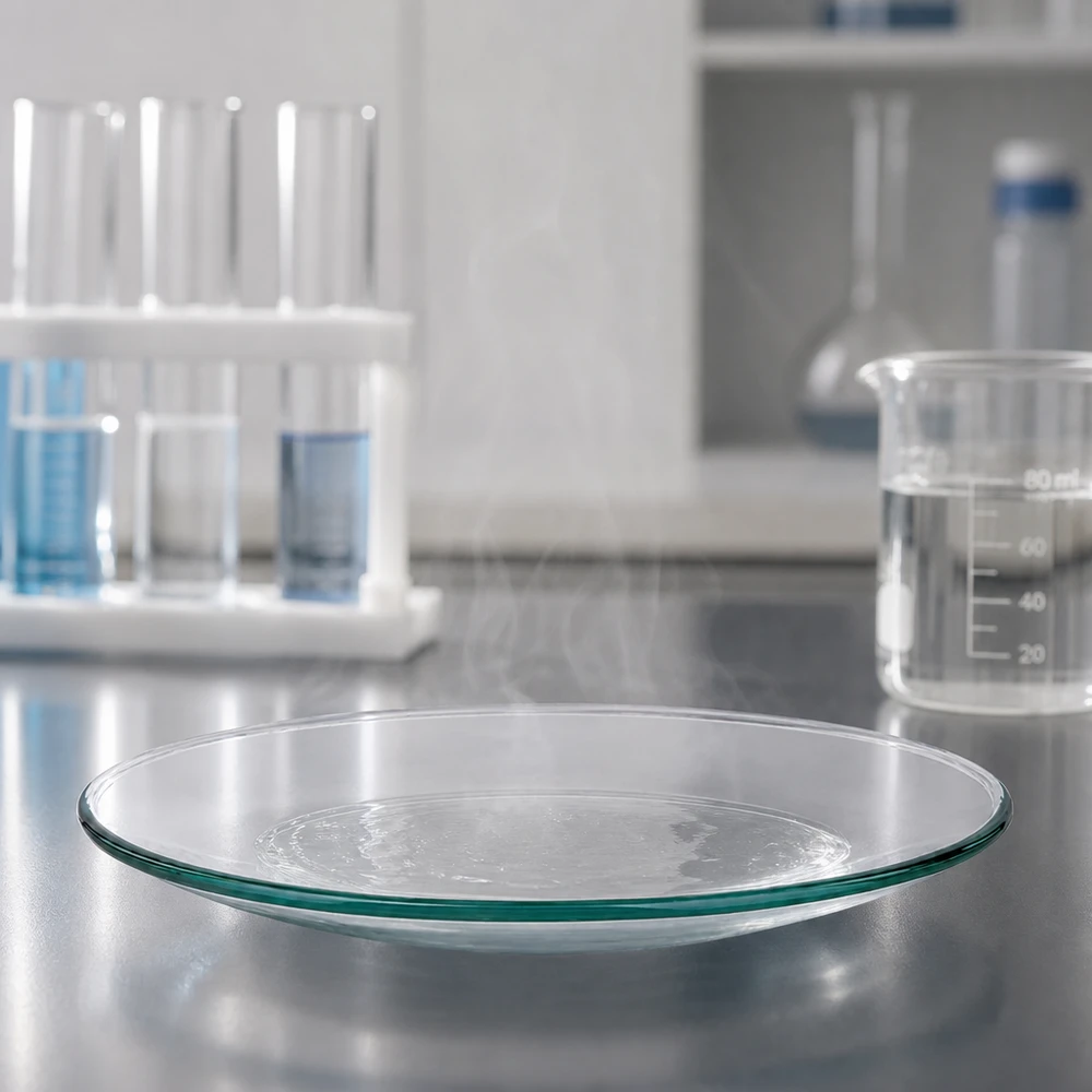 Chemie glazen schaal rond Ø 10 cm hittebestendig voor analyse en synthese in het laboratorium