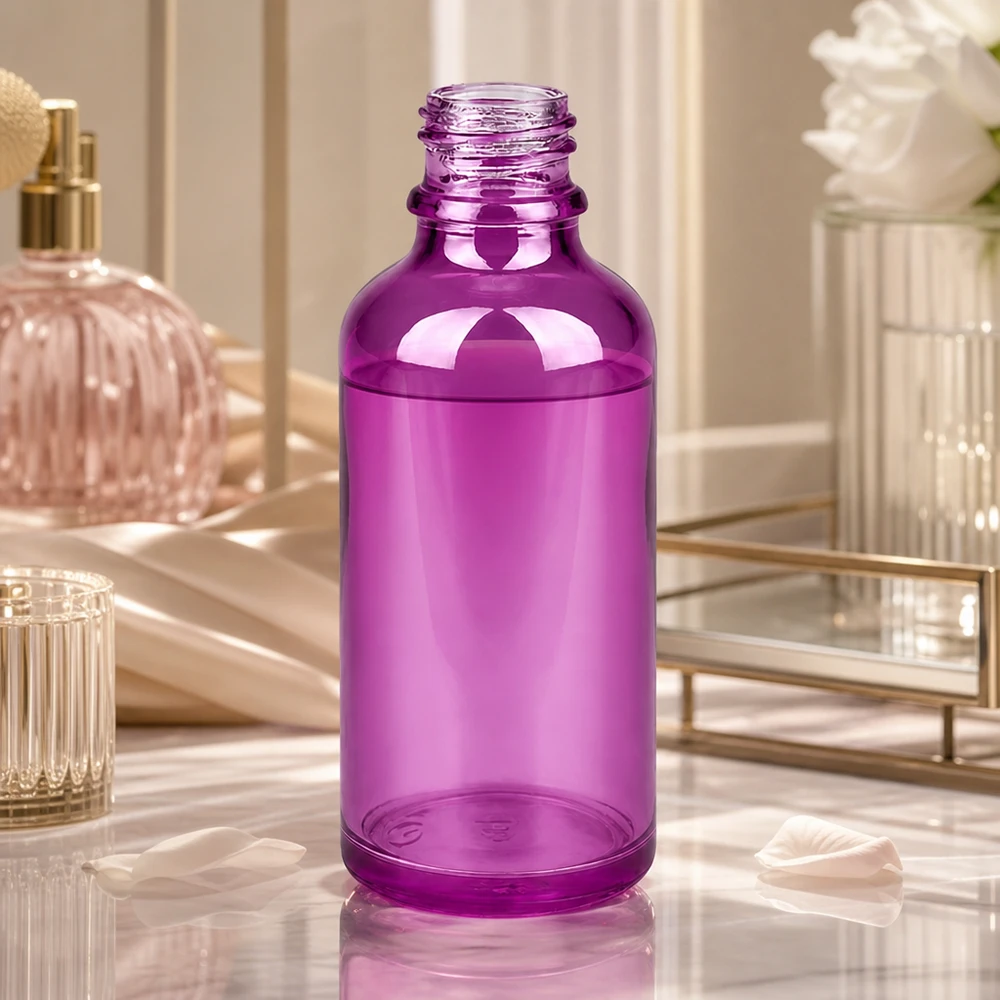 50ml PurpleLine UT18/50 UNiTWIST violet glas met klassieke apothekersvorm voor laboratoria en praktijken