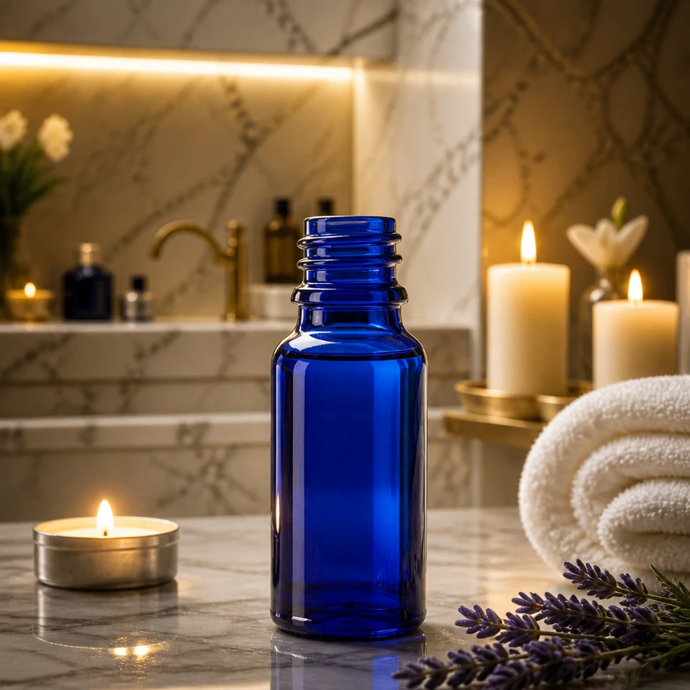 Blauw 10ml medicijnflesje met ergonomische vorm voor eenvoudig gebruik