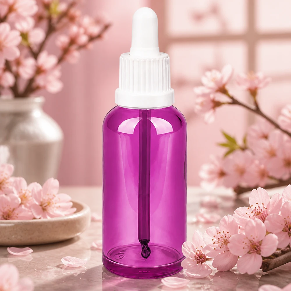 50 ml pipetfles wit Originality schroefdop PurpleLine UT18/50 Purple Line 50ml druppelfles met nauwkeurig doseerhulpstuk voor vloeibare cosmetica