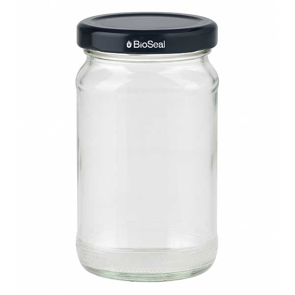 110ml rond glas met BioSeal deksel zwart UNiTWIST