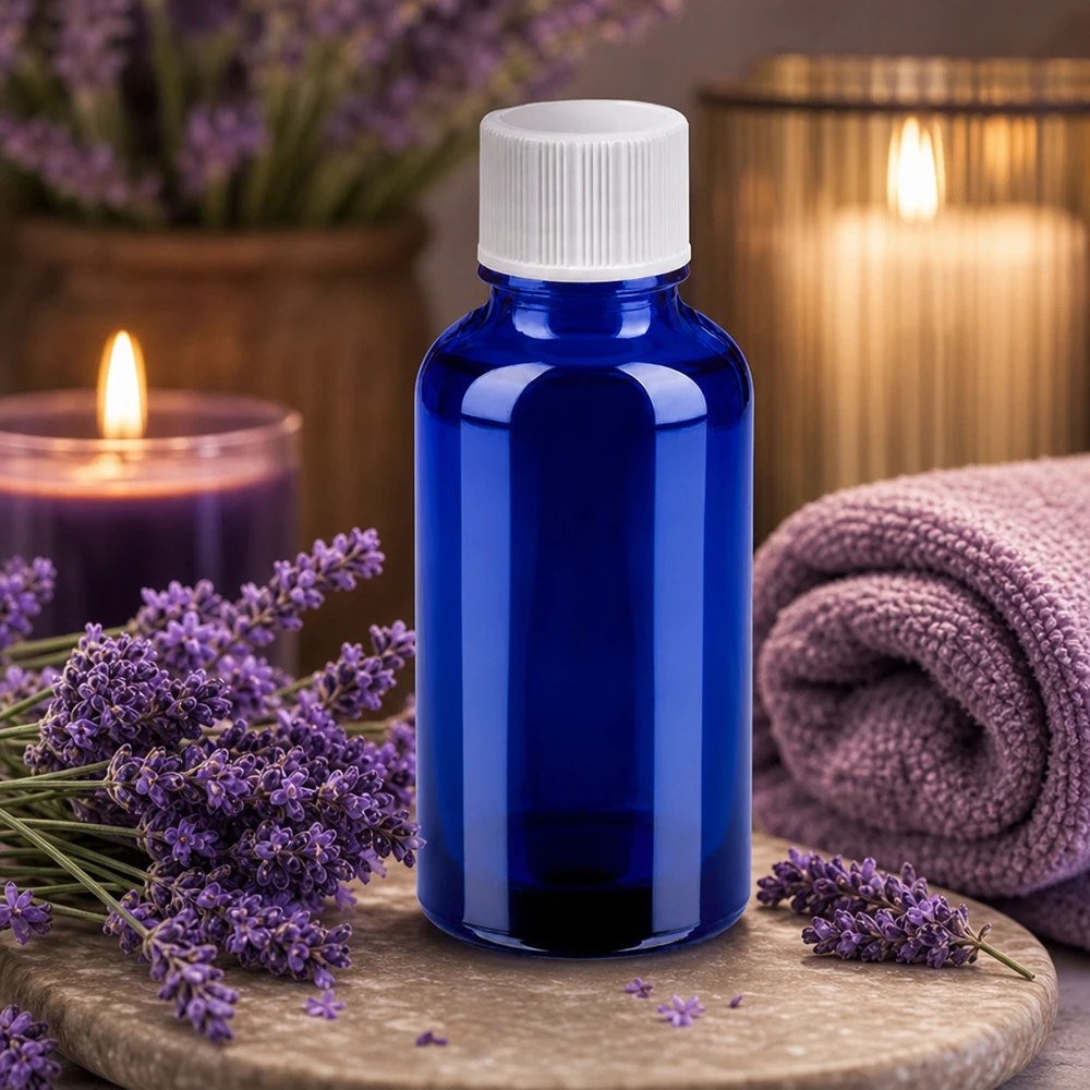 30ml fles 11mm SV wit STD BlueLine UT18/30 UV-bestendige glazen fles van 30 ml in blauw met 11 mm dop voor lichtgevoelige stoffen