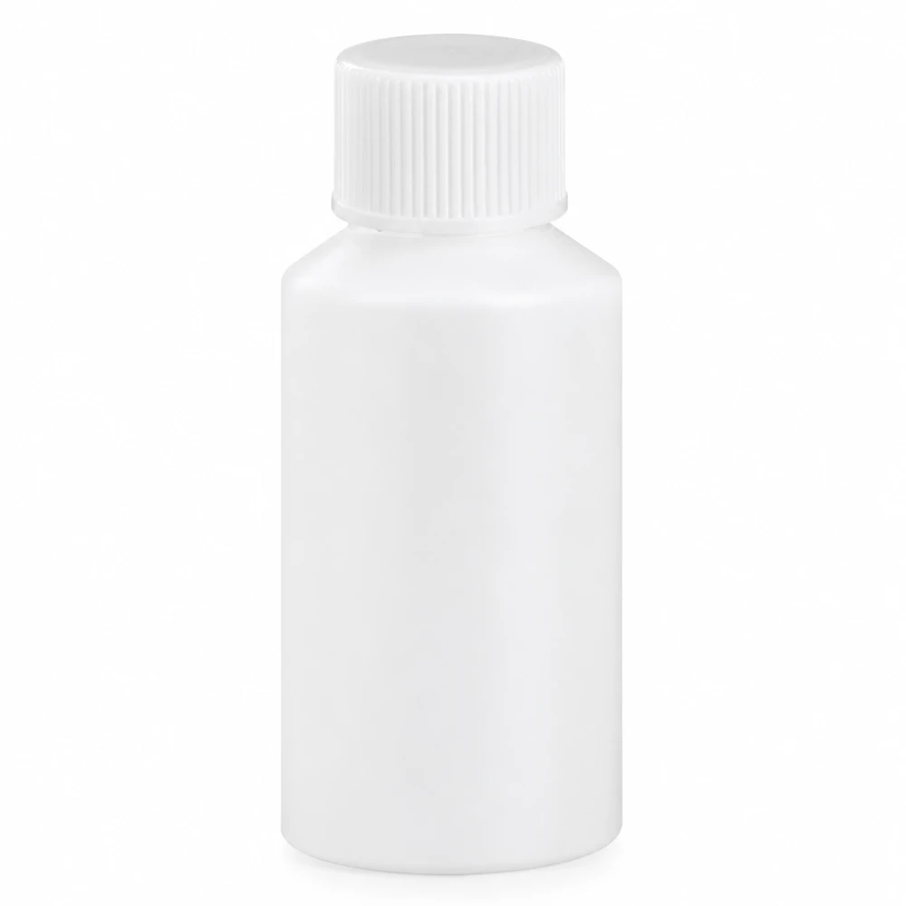 Lege witte medicijnfles van 50 ml, HDPE, met kindveilige sluiting