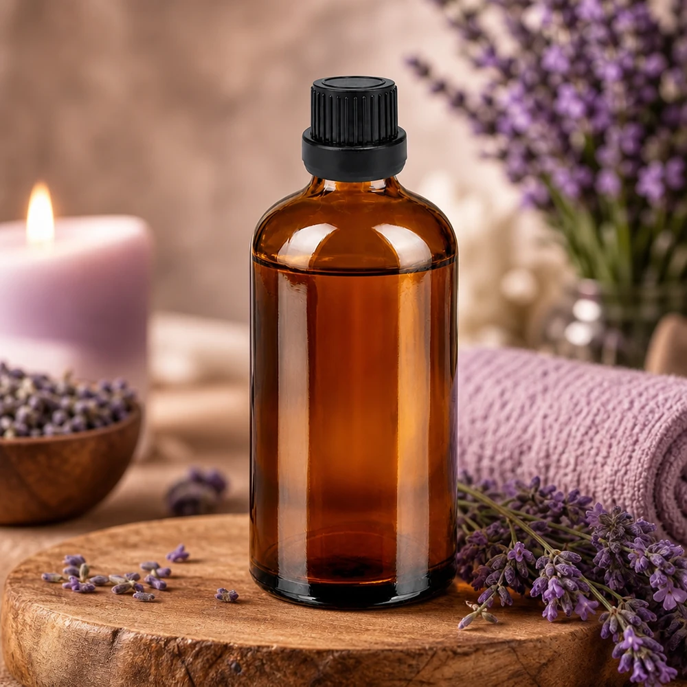 100ml druppelfles 2mm zwart OV BrownLine UT18/100 Premium glazen fles 100ml met zwarte druppelaar voor wellness, spa en therapeutische toepassingen