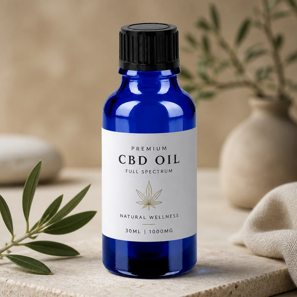 20ml apothekersflesje in kobaltblauw met kindveilige zwarte dop