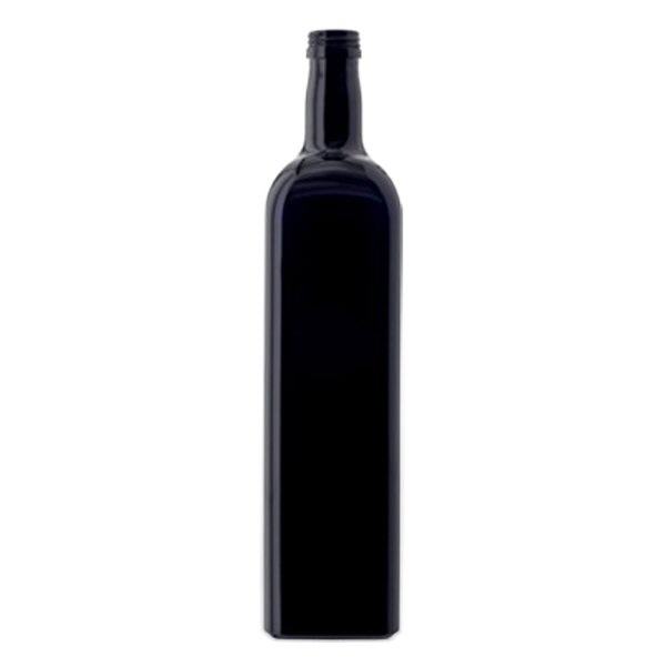 Oliefles, violetglas 1000ml hoekig, UNI 31.5x24 Oliefles, violetglas 1000ml hoekig, UNI 31.5x24
