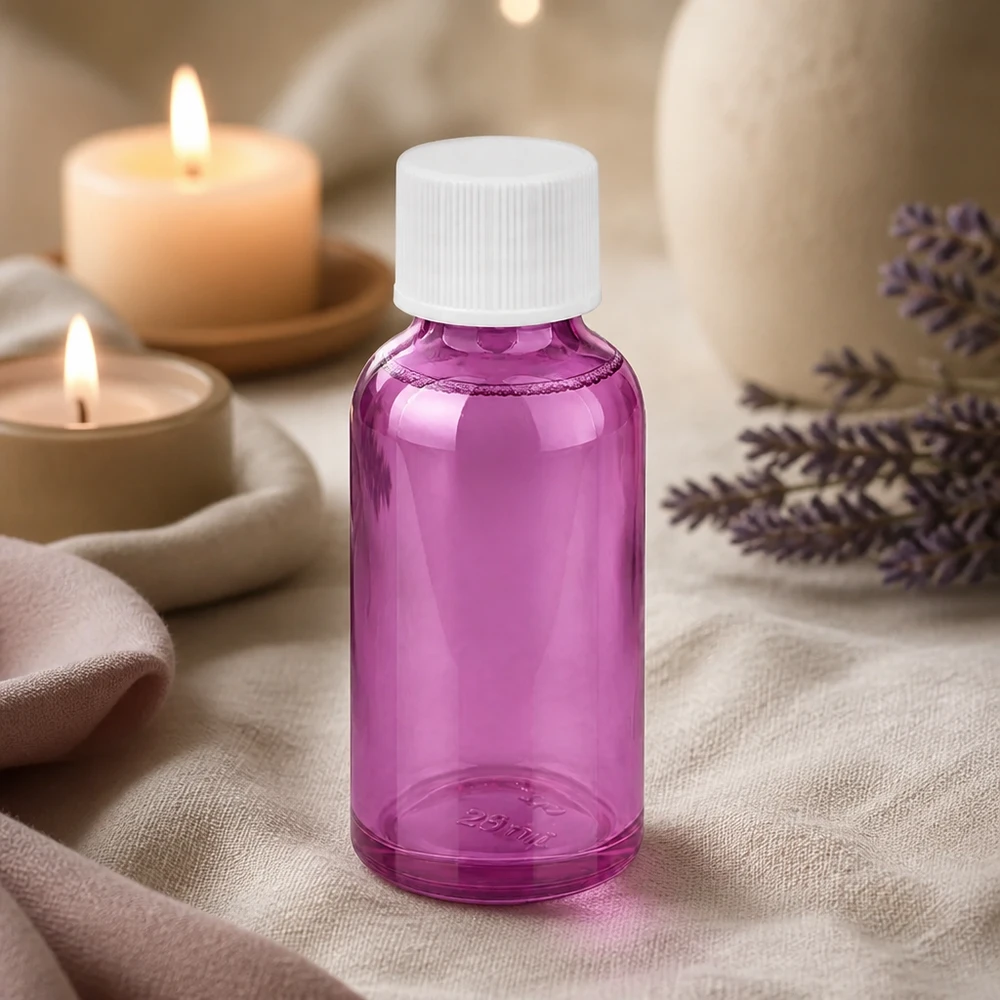 30ml fles 11mm schroefdop wit standaard PurpleLine UT18/30 Lichtbeschermend violet glazen flesje 30ml met veilige schroefdop voor actieve ingrediënten