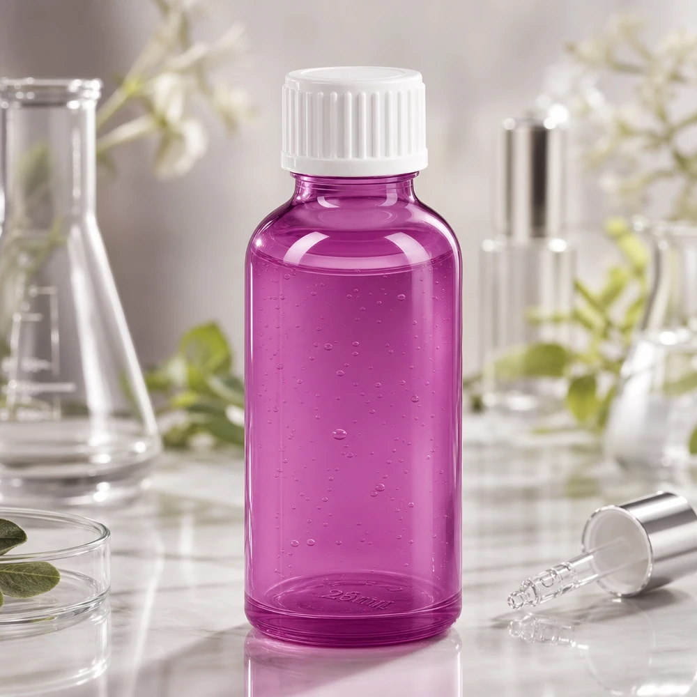 30ml druppelfles 0,9mm wit standaard PurpleLine. UT18/30 30ml druppelfles paars met kindveilige witte dop voor veilig bewaren