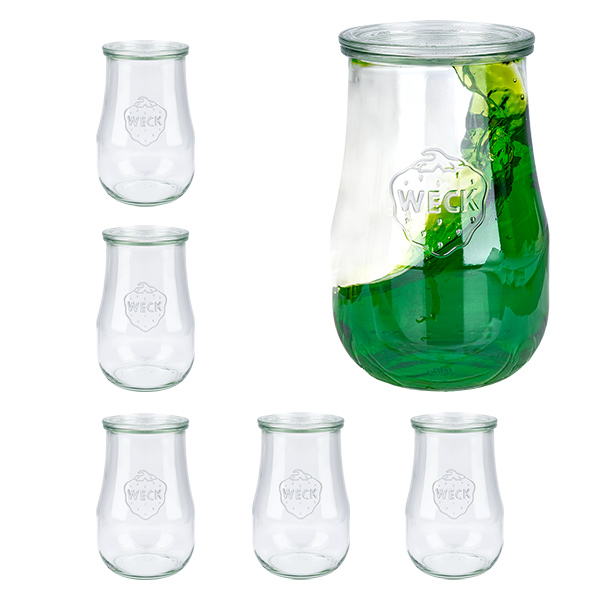 Set van 6 Weck potten 1750ml tulpenpotten met 6 glazen deksels