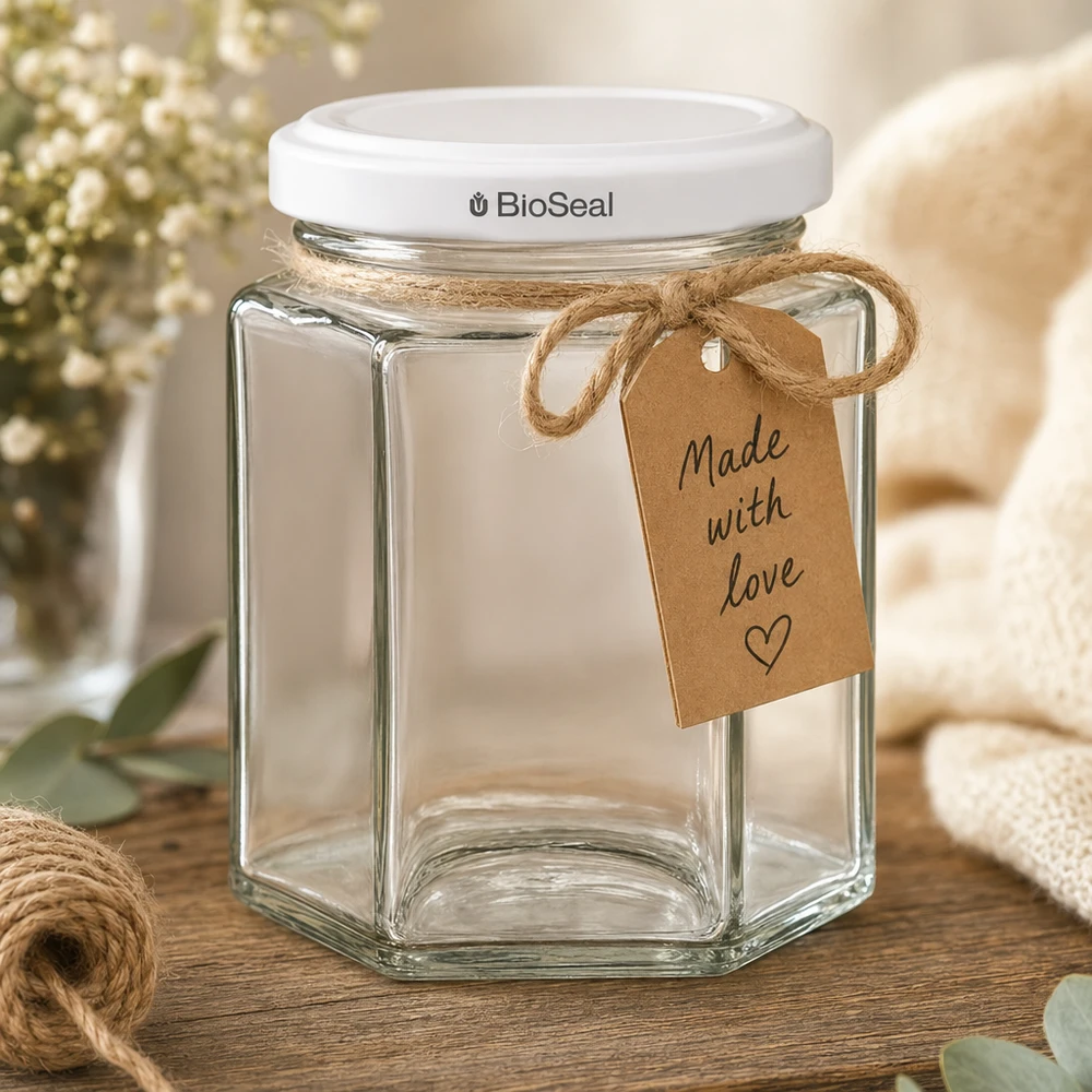 196ml hexaglas met BioSeal deksel wit UNiTWIST 196ml hexaglas met BioSeal deksel wit UNiTWIST