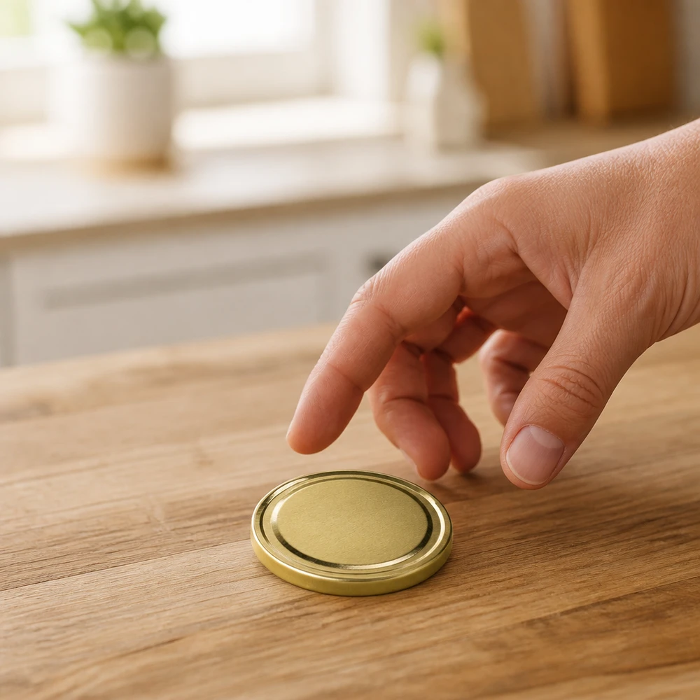 UNiTWIST TO66 goud, BioSeal, BPA-NI, unitemp De gouden TO66-schroefdop UNiTWIST unitemp BioSeal (BPA-vrij) wordt met de hand opgepakt