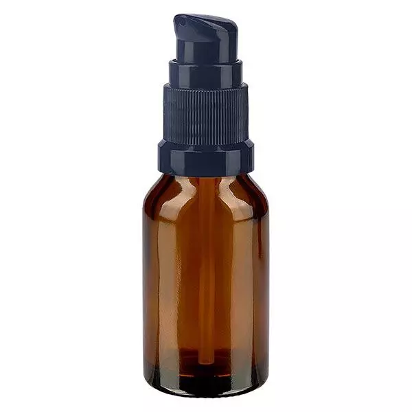 Bruine glazen flessen 30ml met zwart pompsluiting Bruine glazen flessen 30ml met zwart pompsluiting