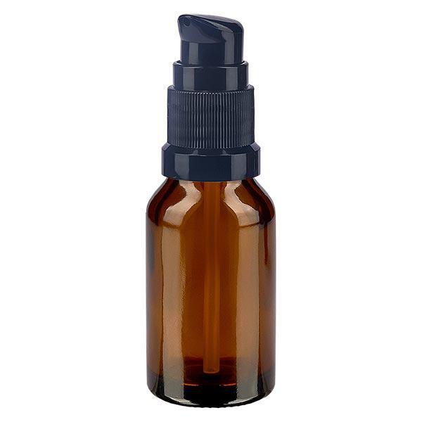 Bruine glazen flessen 30ml met zwart pompsluiting Bruine glazen flessen 30ml met zwart pompsluiting