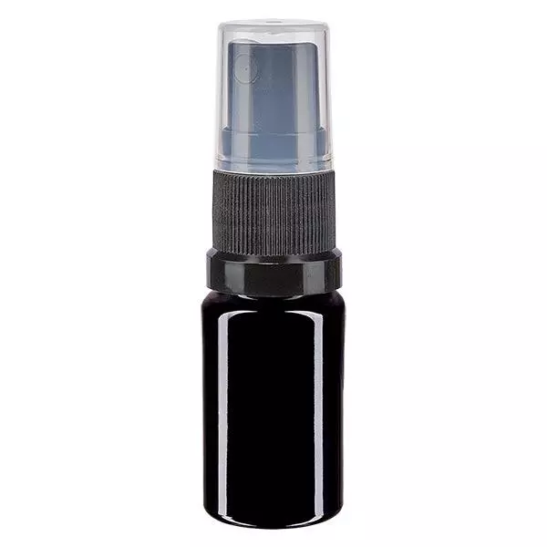 Fles van violet glas 5 ml met pompverstuiver zwart