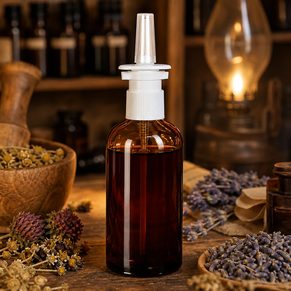 Navulbaar 100ml bruin glazen neussprayflesje voor natuurlijke remedies