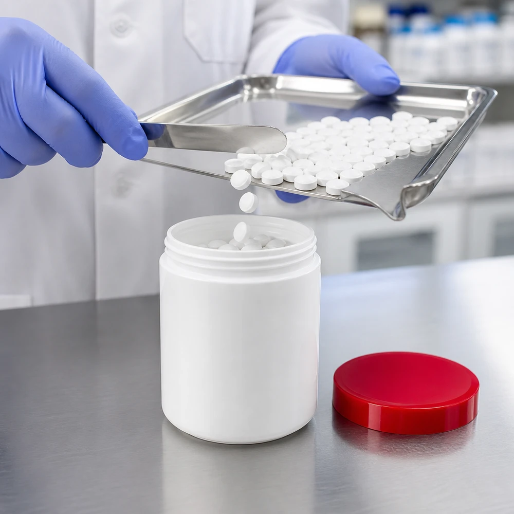 Zalfpot 250 g wit met rood schroefdeksel (PP) Witte PP-pot van 250 g met rode schroefdop, geschikt voor de farmaceutische industrie en apotheekbenodigdheden
