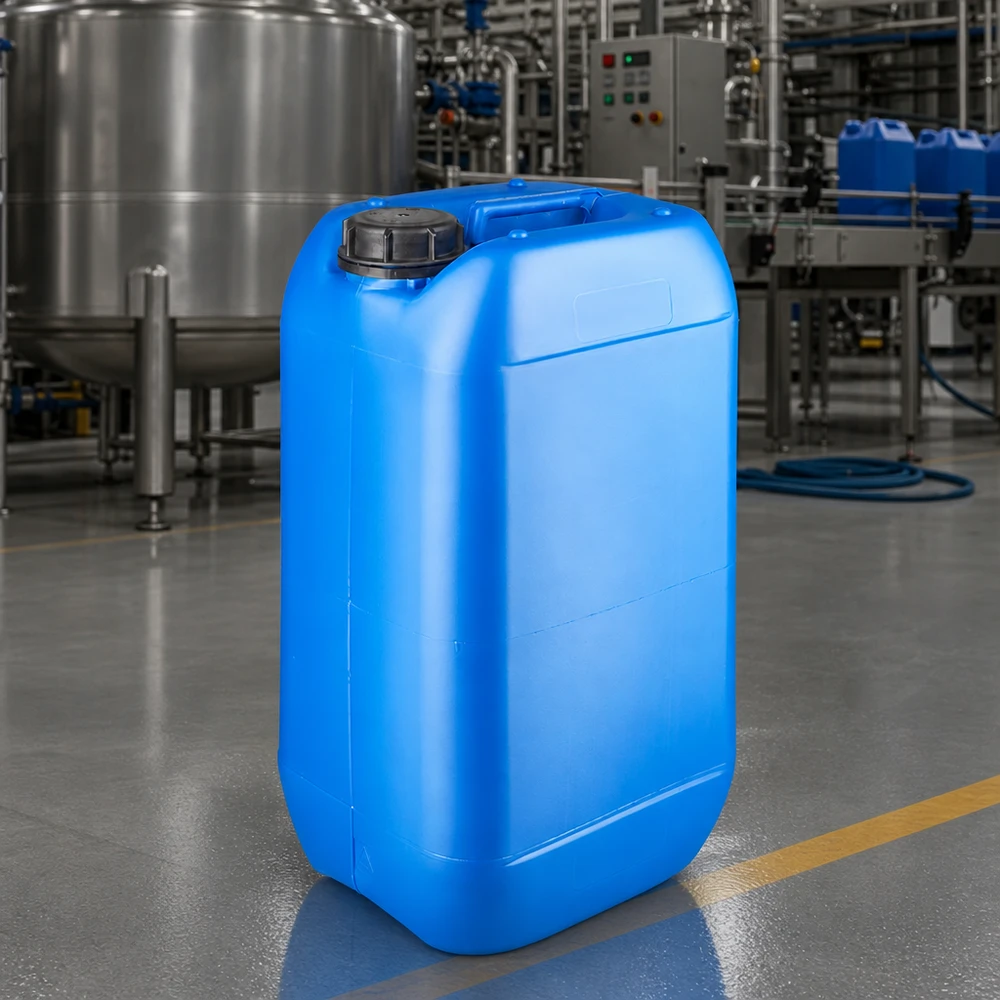 Canister 15 liter blauw met schroefdop OV Blauwe jerrycan van 15 liter met zwarte schroefdop, ideaal voor levensmiddelen, de farmaceutische sector en de industrie