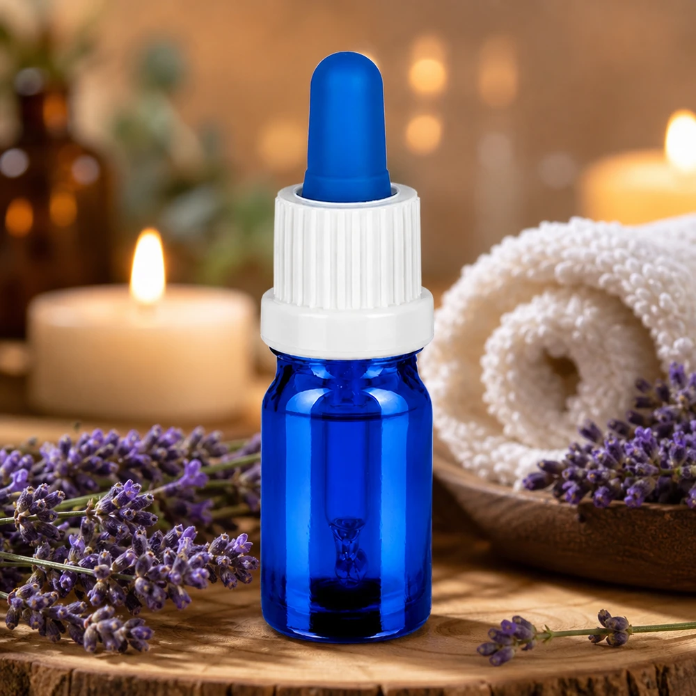 5ml pipetfles wit/blauw OV BlueLine UT18/5 Handig 5ml BlueLine flesje met druppeldop, perfect voor wellness en spa-toepassingen