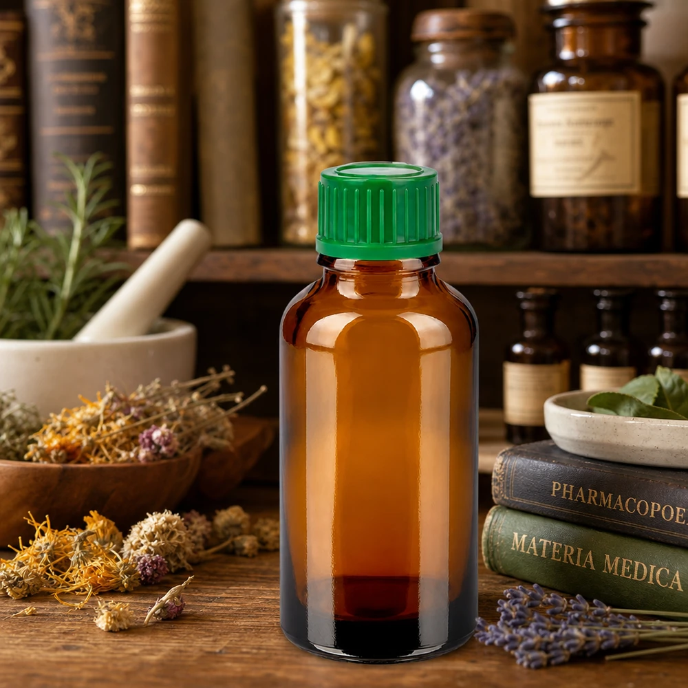 30ml violet glas alternatief bruin met groene dop voor natuurlijke cosmetica en geneesmiddelen