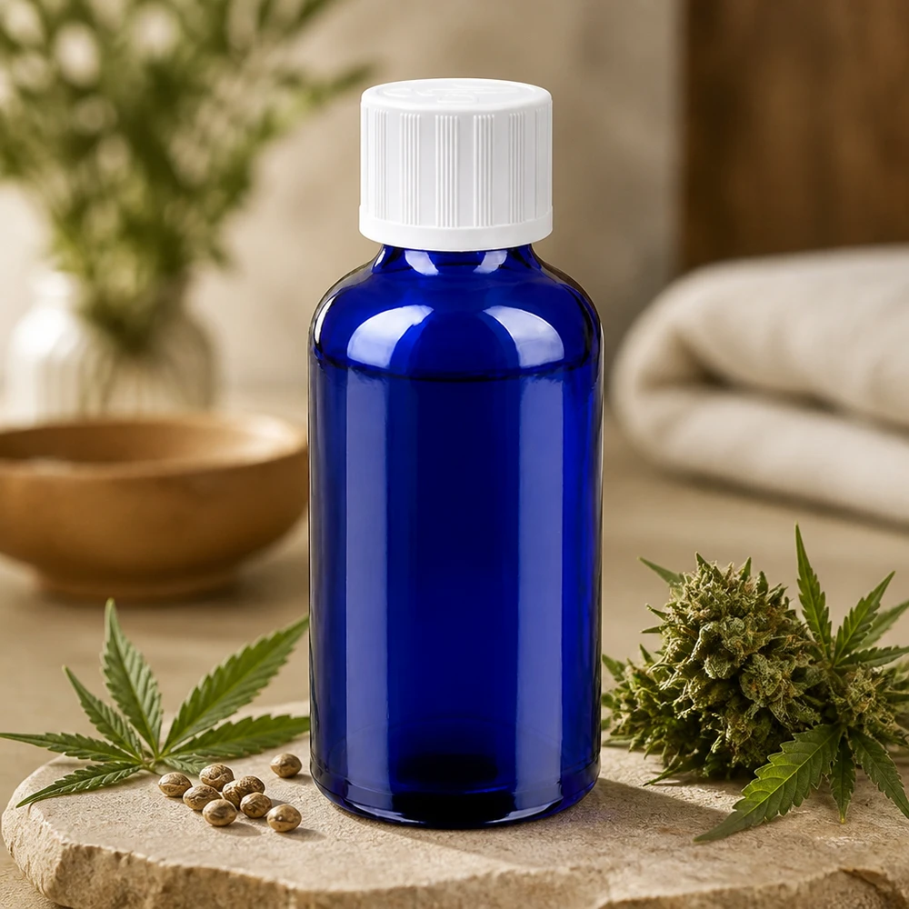 Robuuste 50ml fles met kindveilige dop zorgt voor maximale productveiligheid