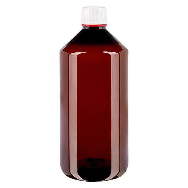 PET fles 1000ml met witte flip-top dop. PET fles 1000ml met witte flip-top dop.