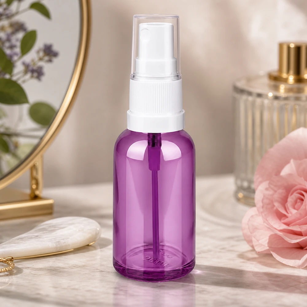 30ml spuitfles wit/transparant Standaard PurpleLine UT18/30 Klein verstuiverflesje 30ml in elegant paars voor gezichtstoner en toner