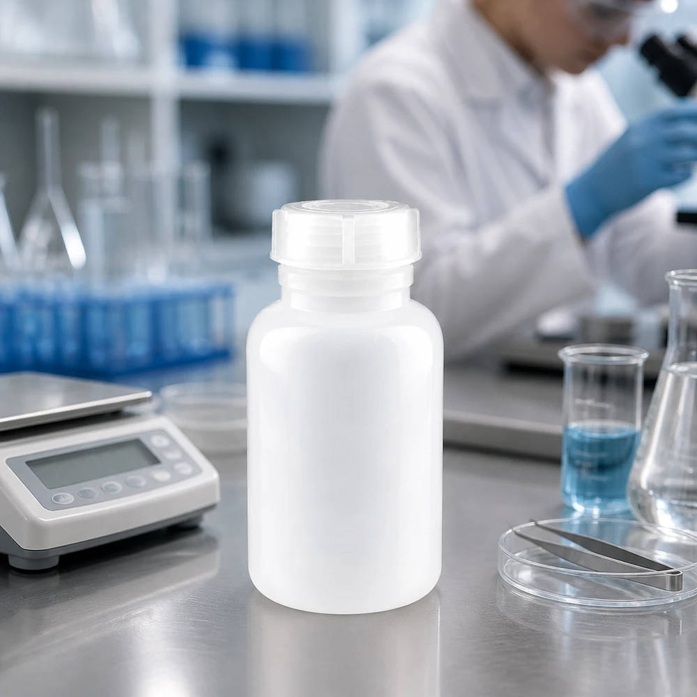 Wijde hals laboratoriumfles 250ml met sluiting 250ml Weithals Sammelbehälter für Feststoffe Pulver und Granulate im Forschungslabor