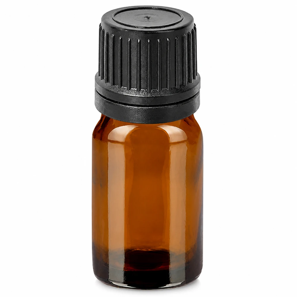 5ml druppelflesje bruin met zwarte dop voor essentiële oliën en aromatherapie