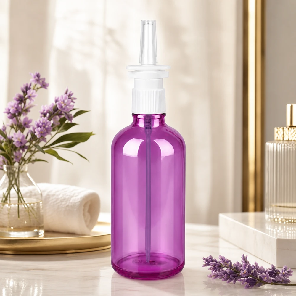 Paarse verstuiverfles 100ml met kindveilige dop en gelijkmatige dosering