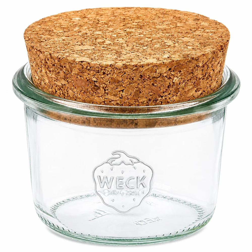 80ml stortglas WECK RR60 met kurk WECK mason jar 80ml RR60 met natuurlijk kurkdeksel Inmaakpot van helder glas