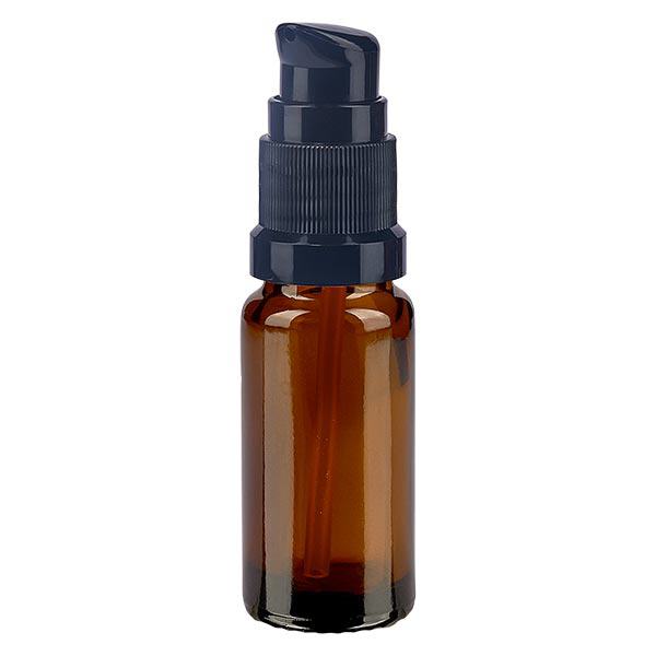 Bruine glazen flessen 10ml met zwart pompsluiting Bruine glazen flessen 10ml met zwart pompsluiting