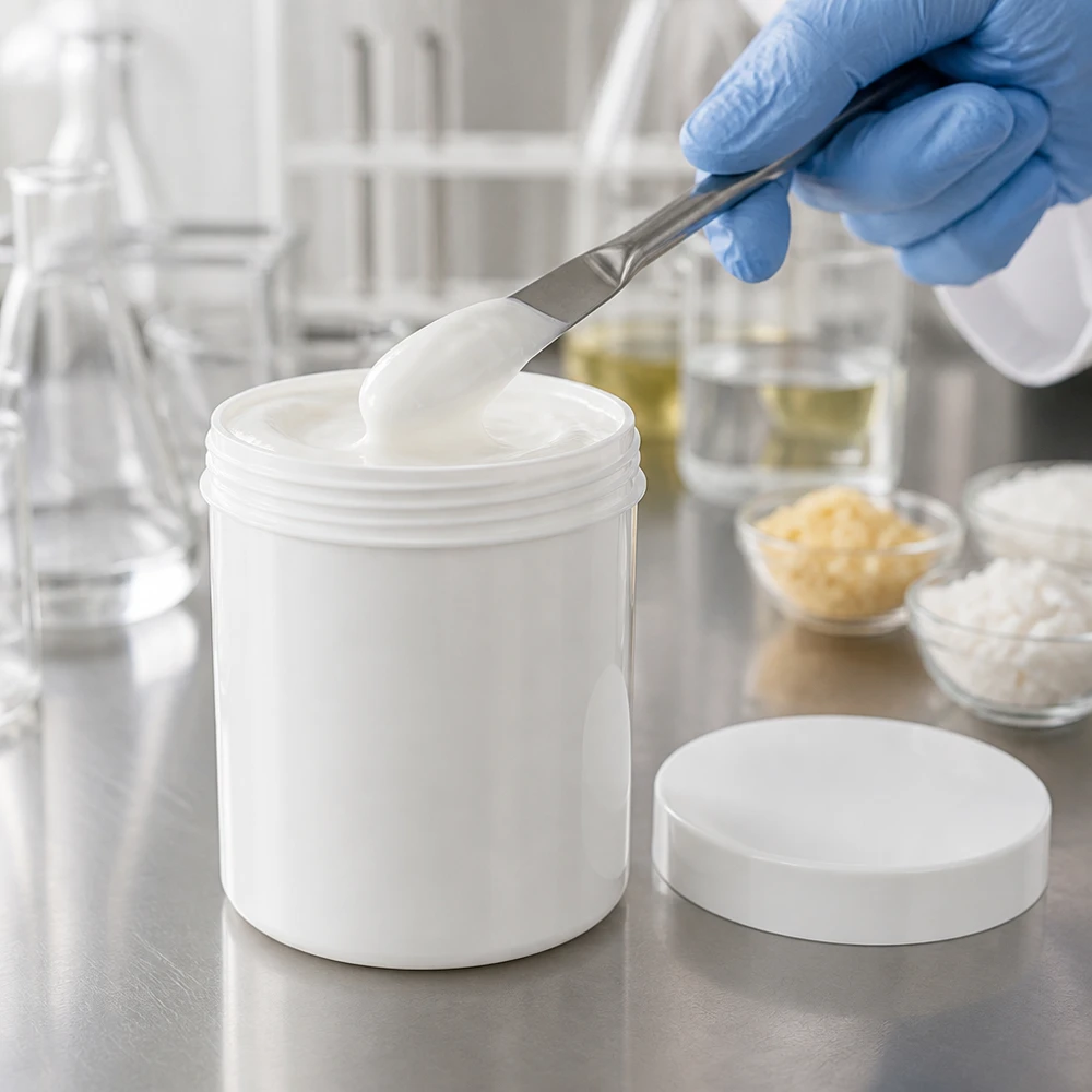Herbruikbare zalfpot van 150 g, wit, van PP, met kindveilige schroefdop