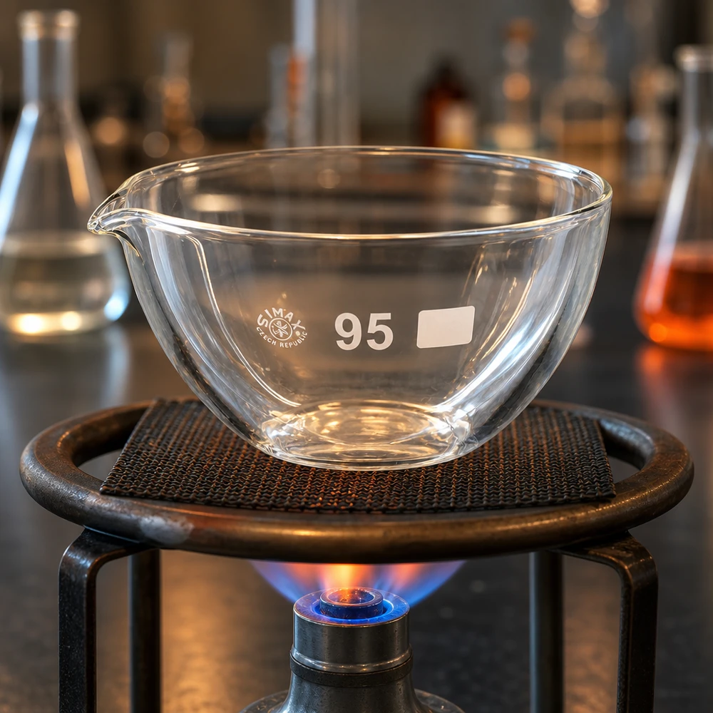 Chemicaliënbestendige glazen schaal van 170 ml met praktische tuit voor wetenschappelijke experimenten