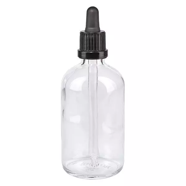 Pipetfles helder 100ml, pipet zwart VR Pipetfles helder 100ml, pipet zwart VR