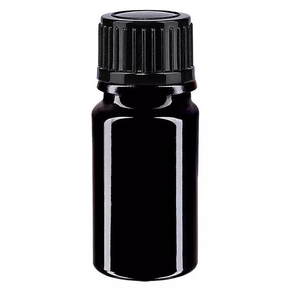 Apothekersfles violet glas 5 ml schroefsluiting zwart, Standaard Apothekersfles violet glas 5 ml schroefsluiting zwart, Standaard