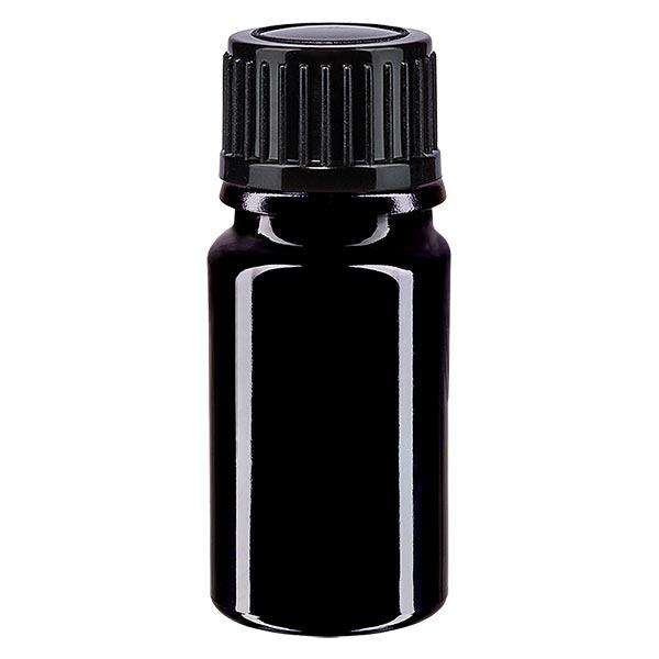 Apothekersfles violet glas 5 ml schroefsluiting zwart, Standaard Apothekersfles violet glas 5 ml schroefsluiting zwart, Standaard