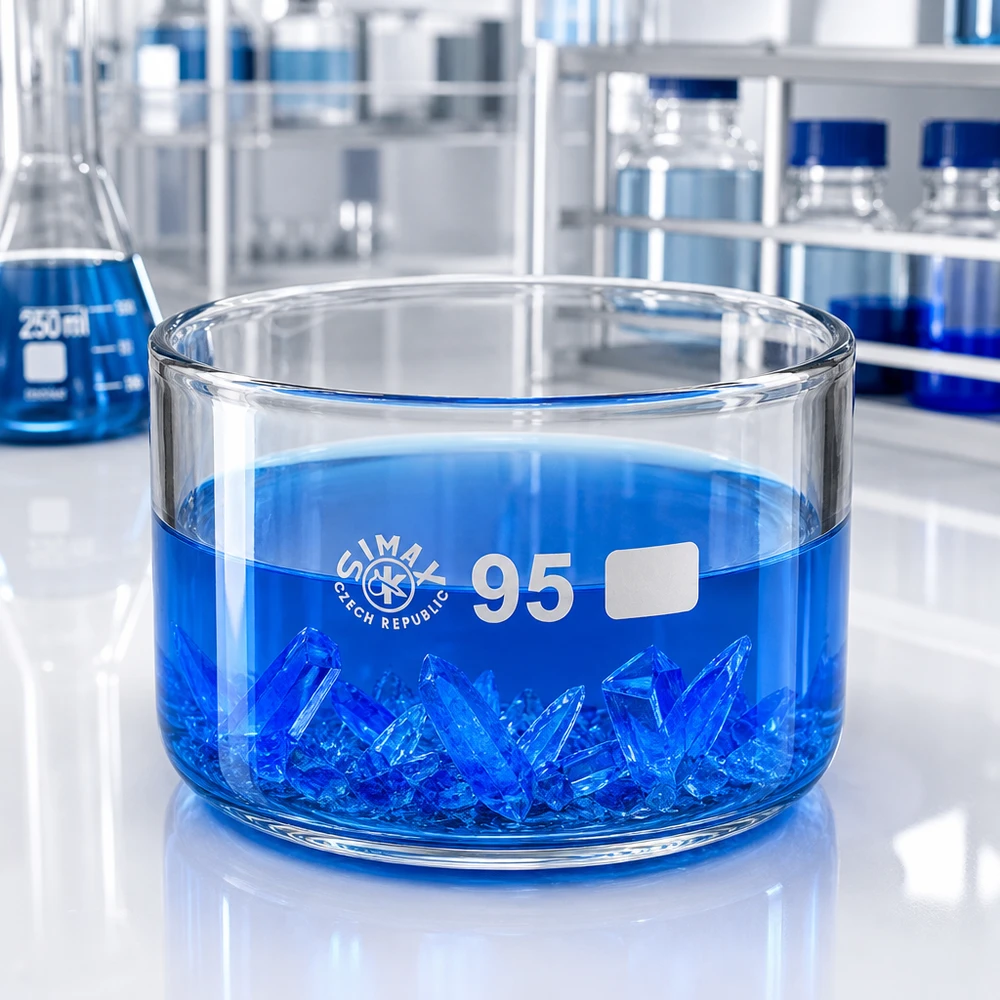 Kristalliseerschaal 300ml zonder schenktuit Lage cilindrische laboratoriumschaal 300 ml zonder uitgietmond 95 mm, borosilicaatglas Simax