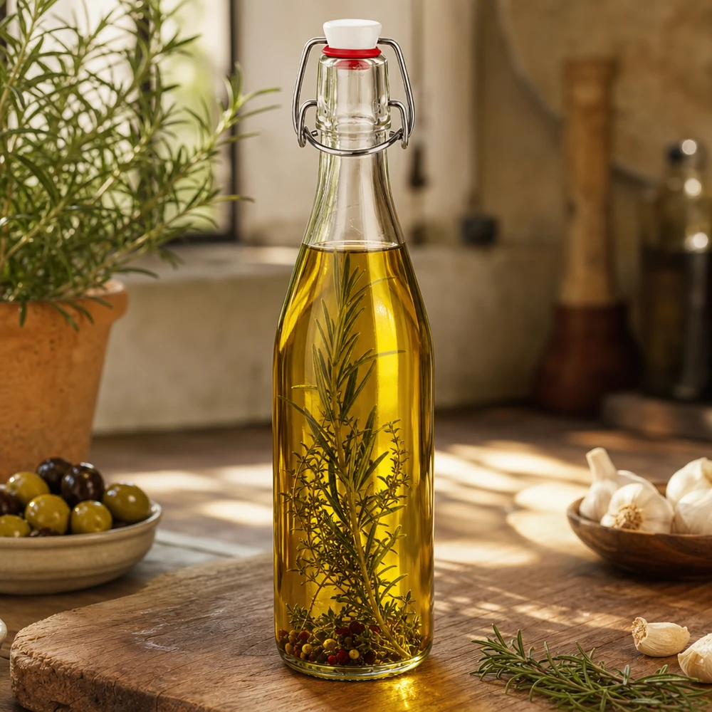 Glazen fles van 500 ml + porseleinen slingerdop UN... Glazen fles van 500 ml + porseleinen slingerdop UN...