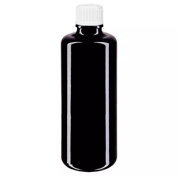 Apothekersfles viol. 100ml druppelaar v. wit 0.8mm pc. Apothekersfles viol. 100ml druppelaar v. wit 0.8mm pc.