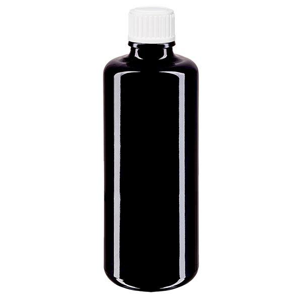 Apothekersfles viol. 100ml druppelaar v. wit 0.8mm pc. Apothekersfles viol. 100ml druppelaar v. wit 0.8mm pc.