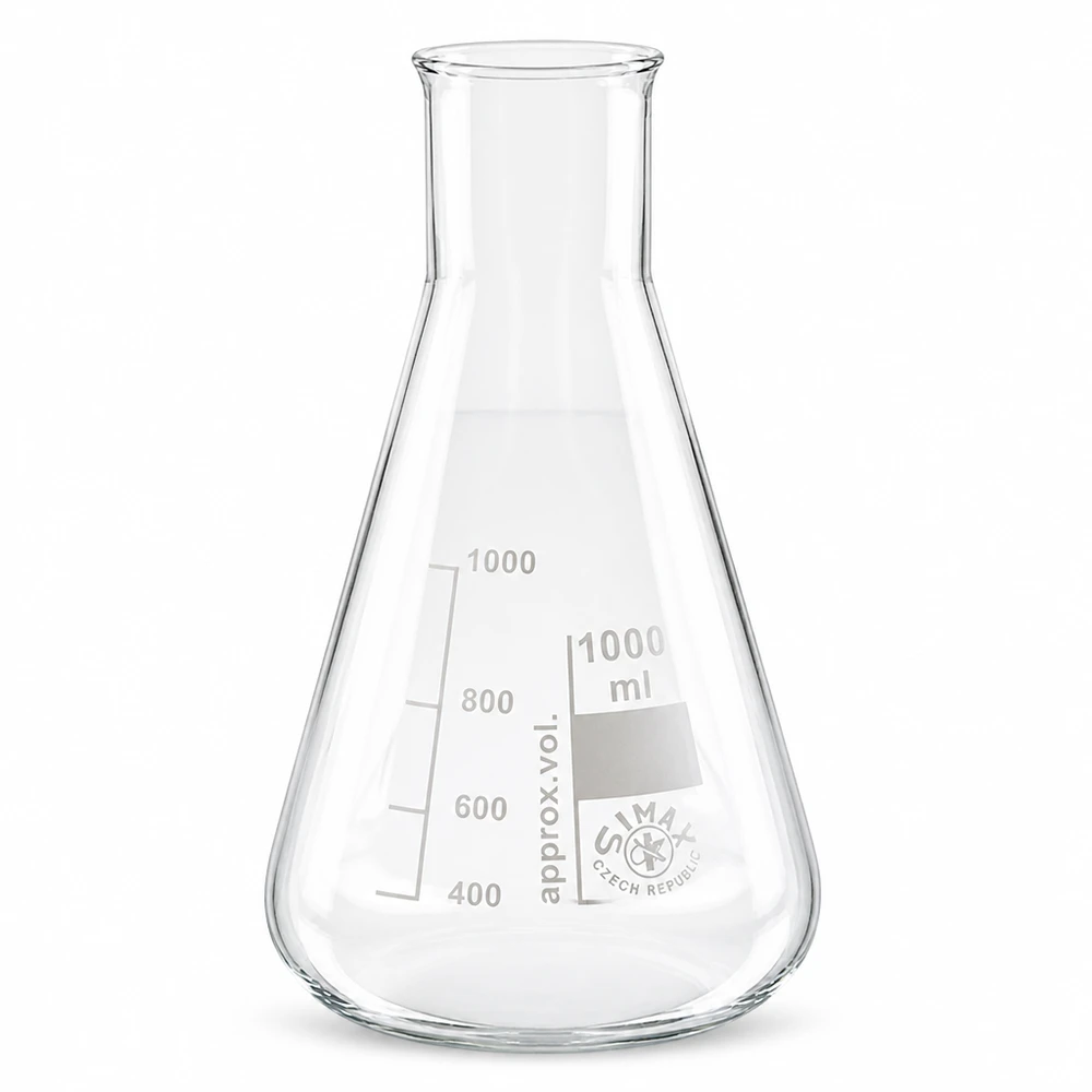 Erlenmeyer 1000ml wijde hals borosilicaat met afgeronde rand