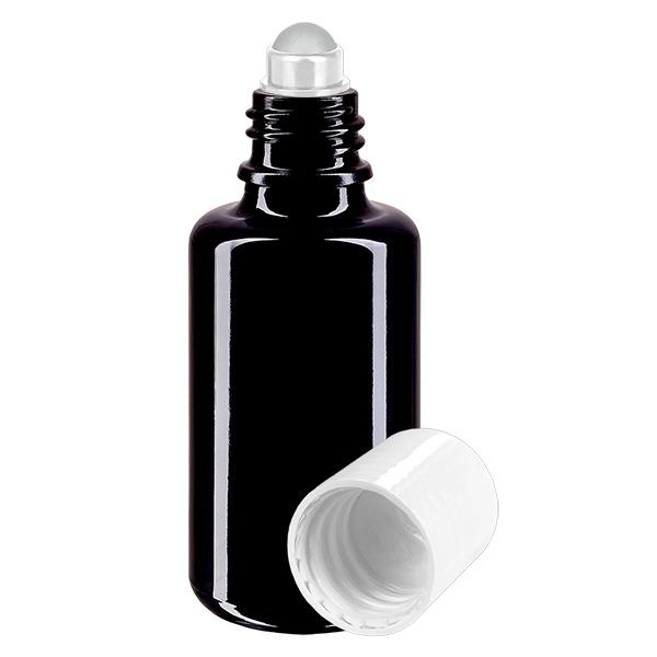 Apothekersflesje violet. 30ml roll-on dop wit Apothekersflesje violet. 30ml roll-on dop wit