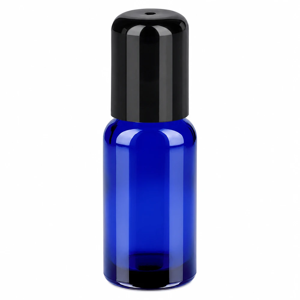 Hoogwaardige glazen fles 20ml blauw roll-on systeem voor zelfgemaakte parfums en oliën