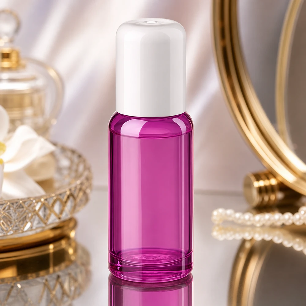 Professionele 20ml cosmetische roll-on flacon met witte dop voor serums en essences