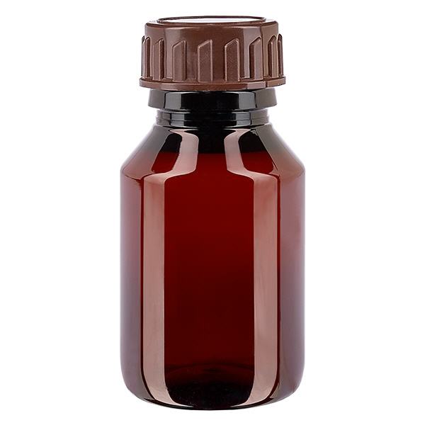 PET-fles 50ml met bruine dop Standaard PET-fles 50ml met bruine dop Standaard