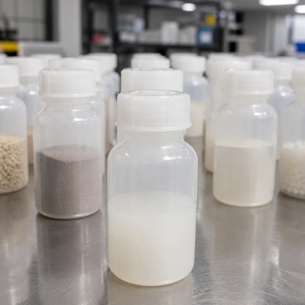 Wijde hals laboratoriumfles 100ml met sluiting Laboratoriumfles van 100 ml met brede hals en schroefdop voor het veilig bewaren van poeder in het laboratorium