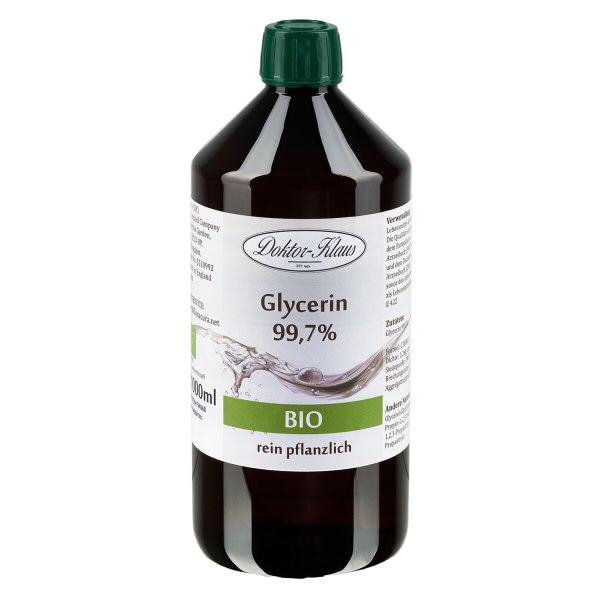 Bio-glycerine 99.7% in bruine 1000ml PET fles met VR - E 422 Bio-glycerine 99.7% in bruine 1000ml PET fles met VR - E 422