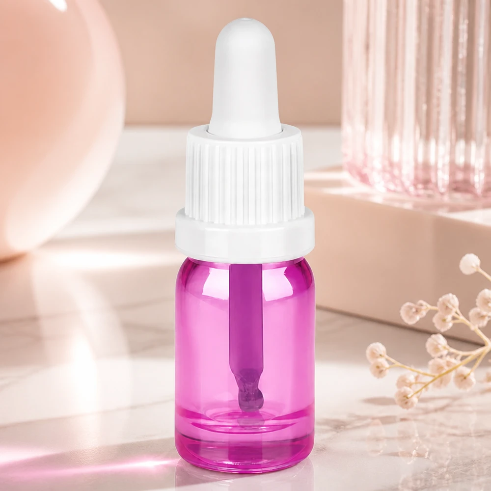 Stijlvolle PurpleLine glazen fles 5ml met contrasterende witte dop voor eenvoudig gebruik